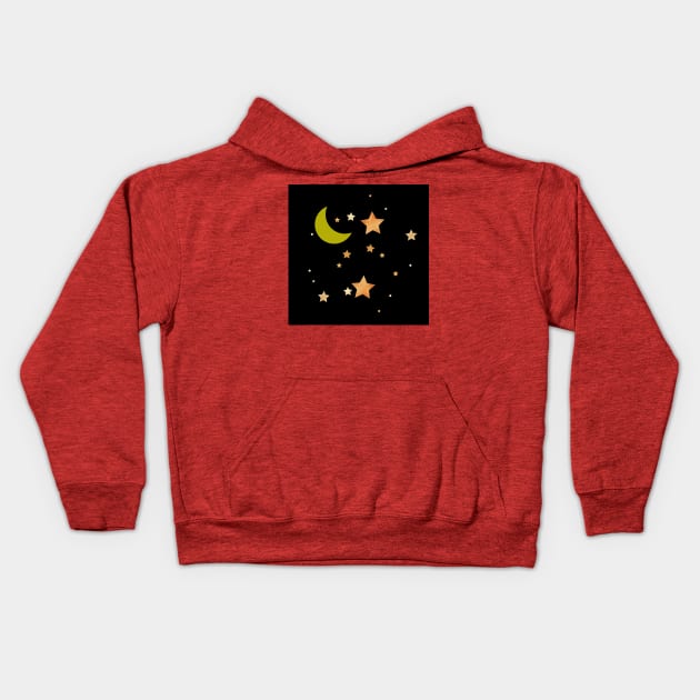 Cute Crescent Moon and Stars in the Sky Kids Hoodie by aybe7elf